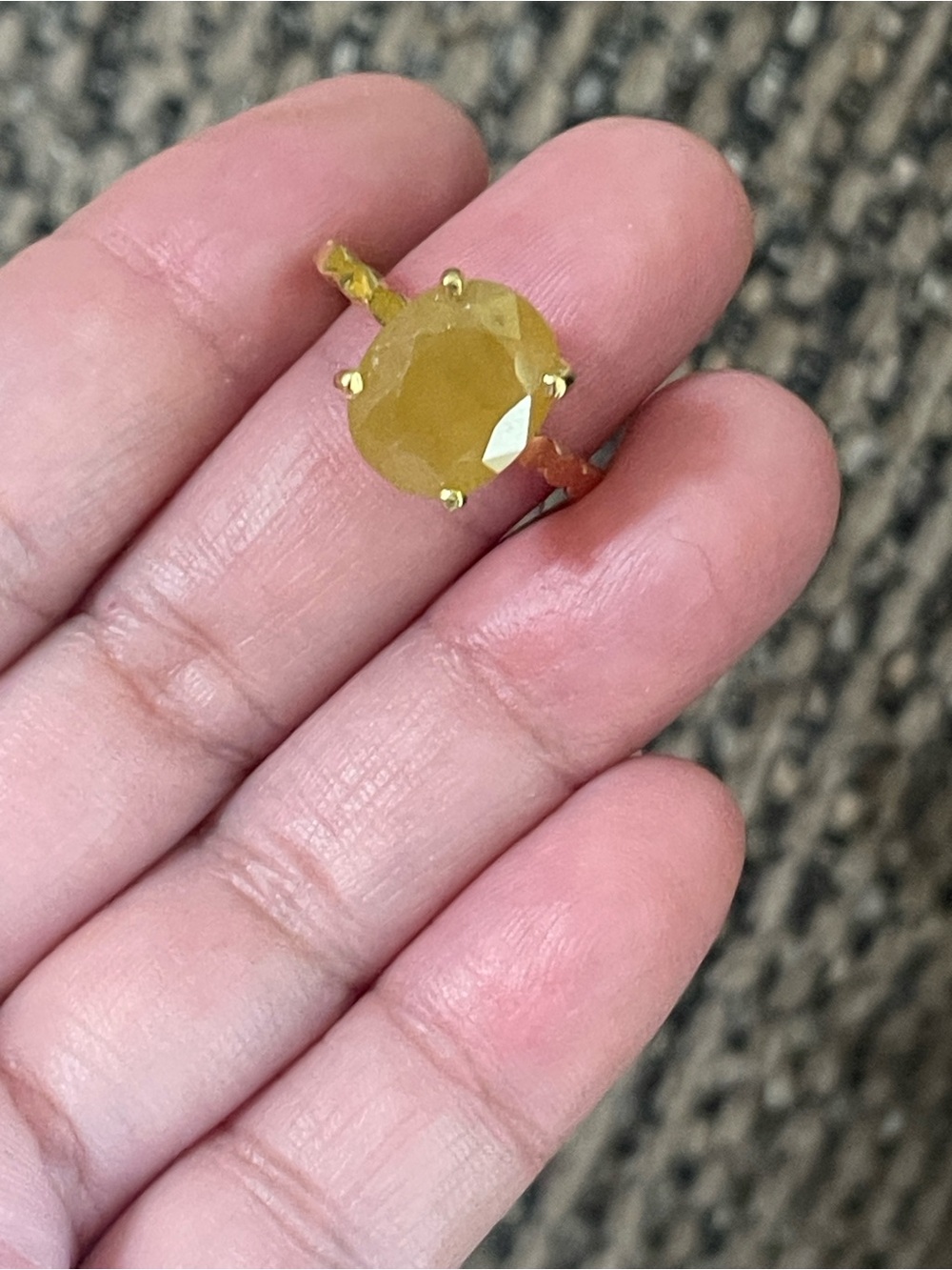 Certified Natural Yellow Sapphire Ring 925 Silver adjustable size 7 onwards